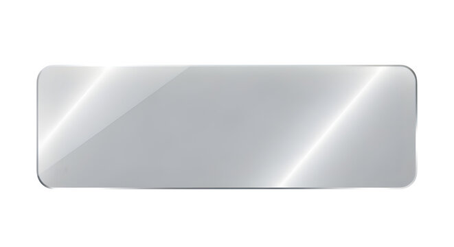 Blank silver rectangular name badge with rounded corners name tag white background id tag