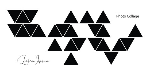 Obraz premium Creative Photo Collage with Geometric Triangle Shapes on Wide Canvas