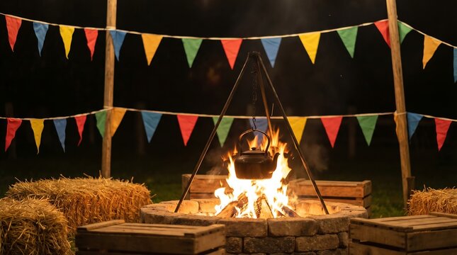 Festa Junina: Rustic Fire Pit and Hanging Kettle