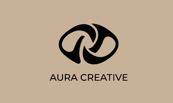 aura creative, Abstract infinity wave logo design for luxury fashion brand or creative agency.