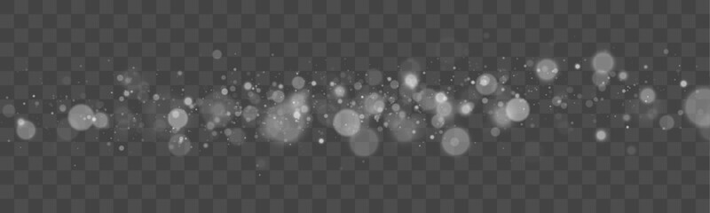 Gentle white bokeh effect with floating glowing dots. Smooth light transitions create airy composition feel. Perfect for modern holiday or tech design. © kleinstock