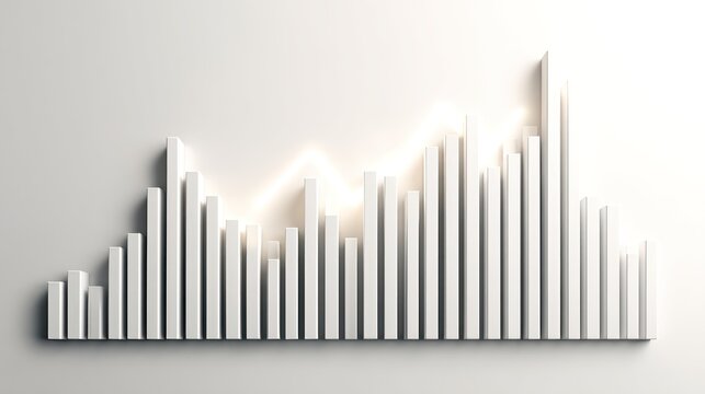 Abstract bar graph 3 d rendered white background