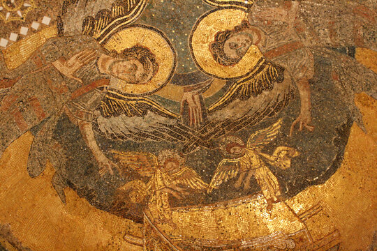 carolingian mosaic in a medieval church in germigny-des-pr&eacute;s in france 