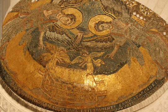 carolingian mosaic in a medieval church in germigny-des-pr&eacute;s in france 