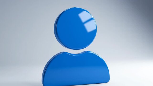 Blue user icon symbolizing profile avatar contact and social media representative on a white background animation