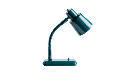 Fototapeta premium Teal desk lamp with flexible gooseneck arm and rectangular base, isolated on transparent background