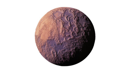 Rocky alien planet with craters and mountains, isolated on transparent background © PROSTOCK