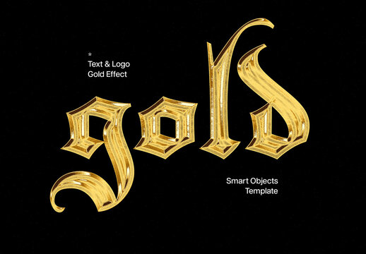 Golden Metal Text Effect &ndash; Chromatic Typography for Logo, Poster & Branding (PSD)