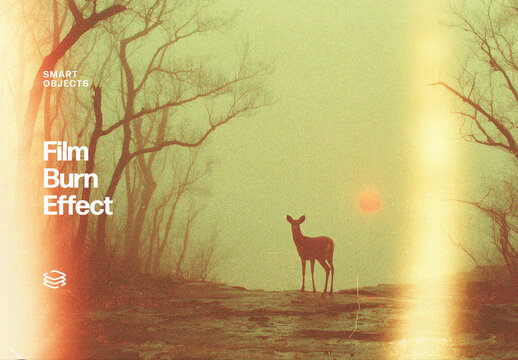 Film Burn Photo Effect &ndash; Light Leaks Album Cover & Social Media (PSD)