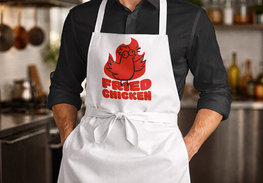 White Cooking Apron Mockup