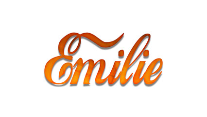 Obraz premium 3D fire text effect of name Emilie on white background.