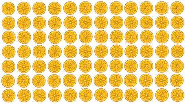 Seamless pattern with orange fruit slices on white background. Colorful summer citrus vector texture for textile design.