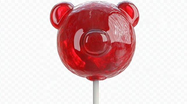 A red teddy bear shape lollipop.