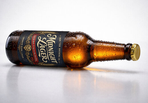 Horizontal Beer Bottle Mockup