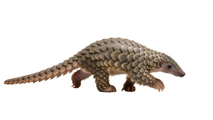 Naklejka premium Armored pangolin with overlapping scales, isolated on transparent background