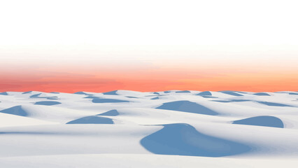 Snowy Landscape with Dunes at Sunset. © Han's