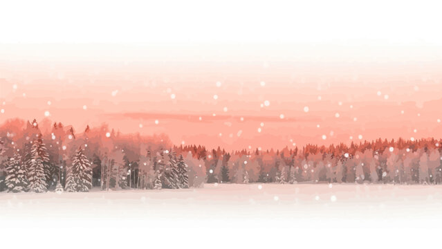 Snowy Trees Forest Winter Landscape Scene.