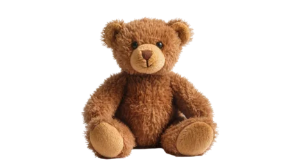Fotobehang Beer Fluffy brown teddy bear toy, isolated on transparent background  © PROSTOCK
