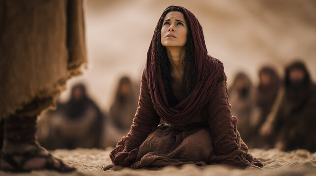 Mary Magdalene Kneeling at the Feet of Jesus Christ
