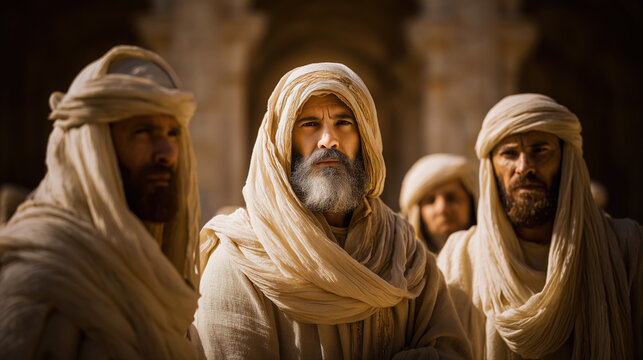 Pharisees in the Streets of Jerusalem, New Testament Bible Concept