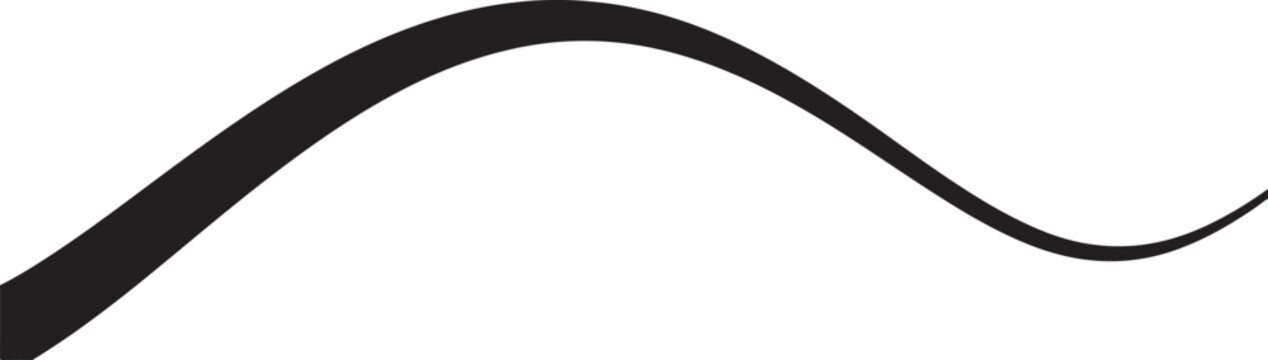 Black, wavy line, abstract vector design element, minimalist curve, decorative border