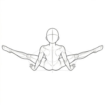 Anime female body base straddle split extreme top-down geometry.