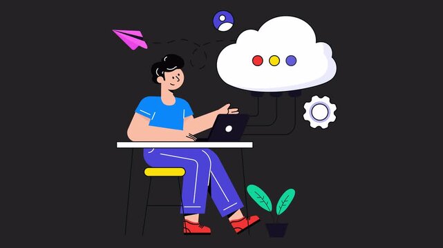 Cloud Computing Service  Animation Alpha Channel