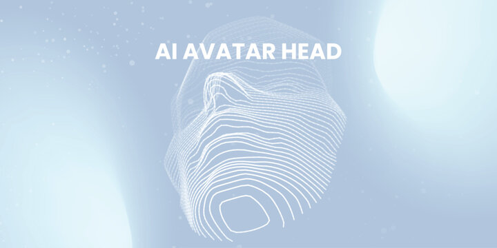 Stylized ai avatar head with glowing contour lines