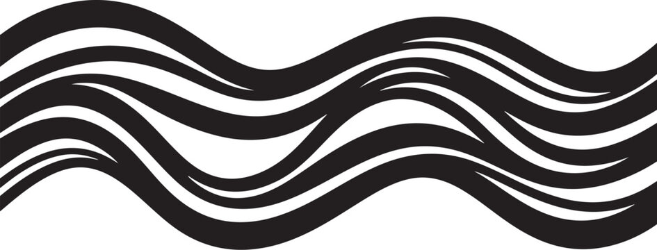 Black wavy lines, abstract wave patterns, modern design elements, vector graphics