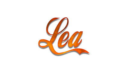 Fototapeta premium 3D fire text effect of name Lea on white background.