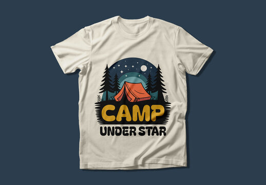 Outdoor Adventure Camp Under The Stars T Shirt Design Template