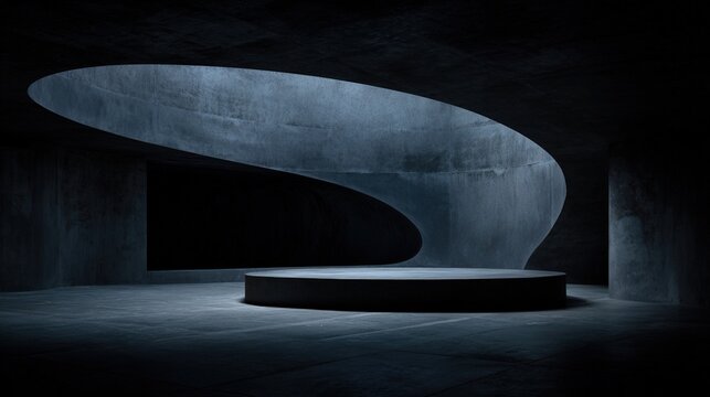 elliptical. Dark elliptical space with a single beam of light in the center, minimalist composition. travel magazines, destination branding, designed for outdoor magazines and nature guides.