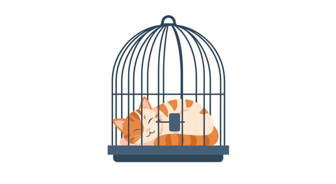 Cat Inside a Bird Cage.
