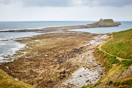 Worm's Head Tidal Island Wales, UK
