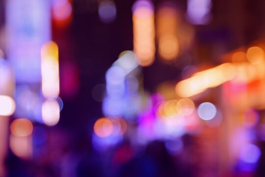 Blurry lights city abstract background from Seoul