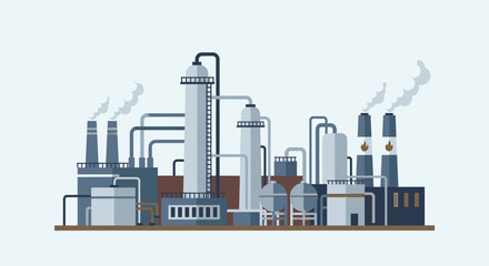 Obraz premium Industrial Factory Plant Facility Complex.