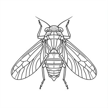 Single Continuous Line Art of Cicada, Minimalist Summer Nature Symbol