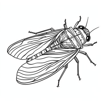 Single Continuous Line Art of Cicada, Minimalist Summer Nature Symbol