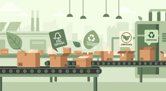 Eco-friendly packaging production line with FSC and compostable certifications