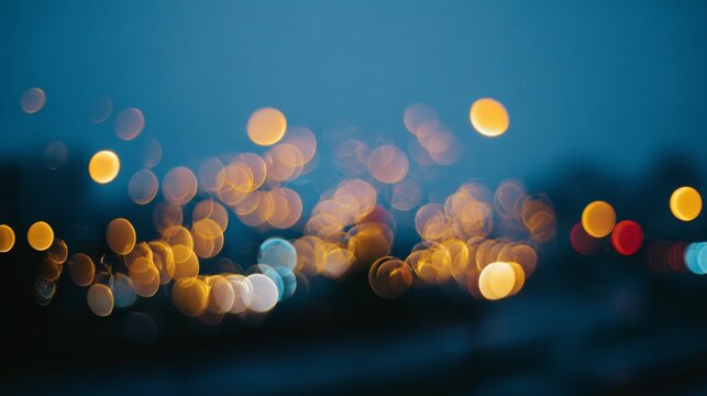 Bokeh lights fading into night sky