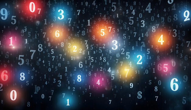 spazio astratto e oscuro con quantit&agrave; infinita di numeri, illustrazione 3D