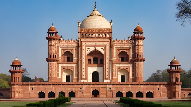 Sander jung (jang) Tomb in Delhi, India. The tomb is a sandstone and marble mausoleumI and itt was built in 1754 in the late Mughal Empire style for Nawab Safdarjung. 
