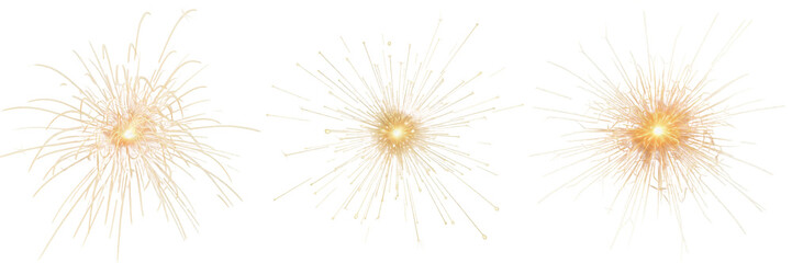 Fototapeta premium Bright Golden Sparkler Light Effect with Shimmering Particles, Festive Celebration Glow for Holidays and Birthdays, Radiant Starburst Graphic Element on White Background