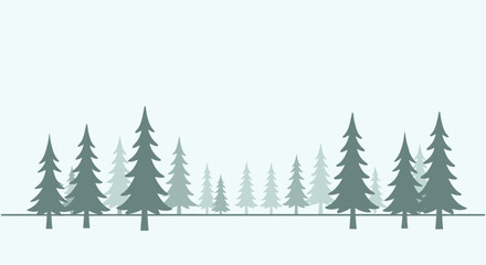 Obraz premium Evergreen Pine Trees in Landscape Setting.