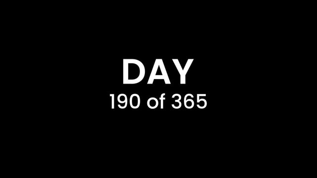 0 to 365 days counter with day text animation isolated on black background