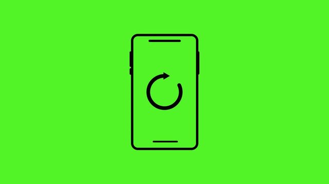 Turn your Smartphone and rotate device screen animation isolated on green background