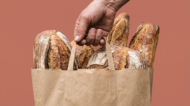 Hyperlocal Farmers Market, Freshly Baked Bread in Brown Paper Bag