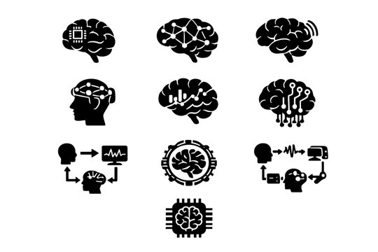 Diagram generation bci connection neuro image depicting simple tech vector icon brain