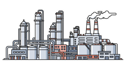 Obraz premium Industrial factory with smokestacks emitting smoke 2.