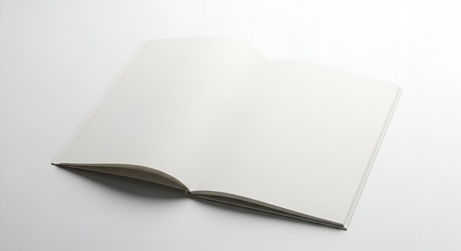 Blank Open Book Pages on White Background - Minimalist Design